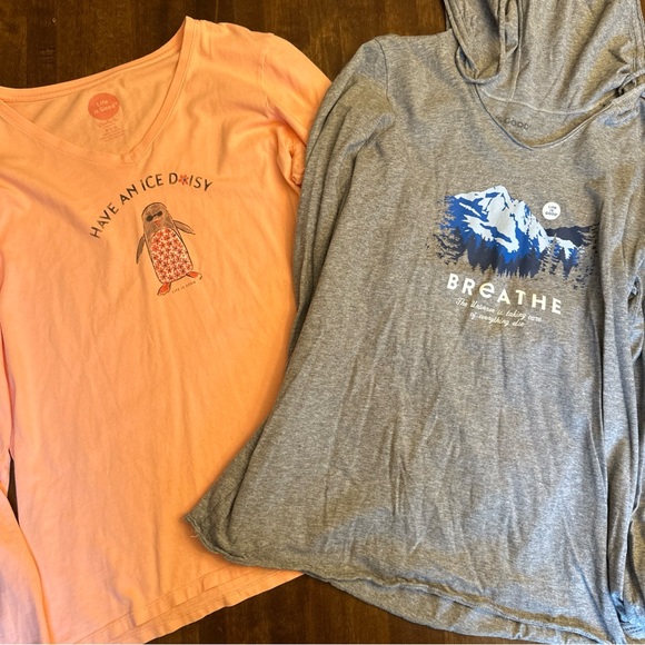 Life is Good Bundle (2) Size Large Shirts Tops Positivity Happiness Outdoor - Picture 1 of 12